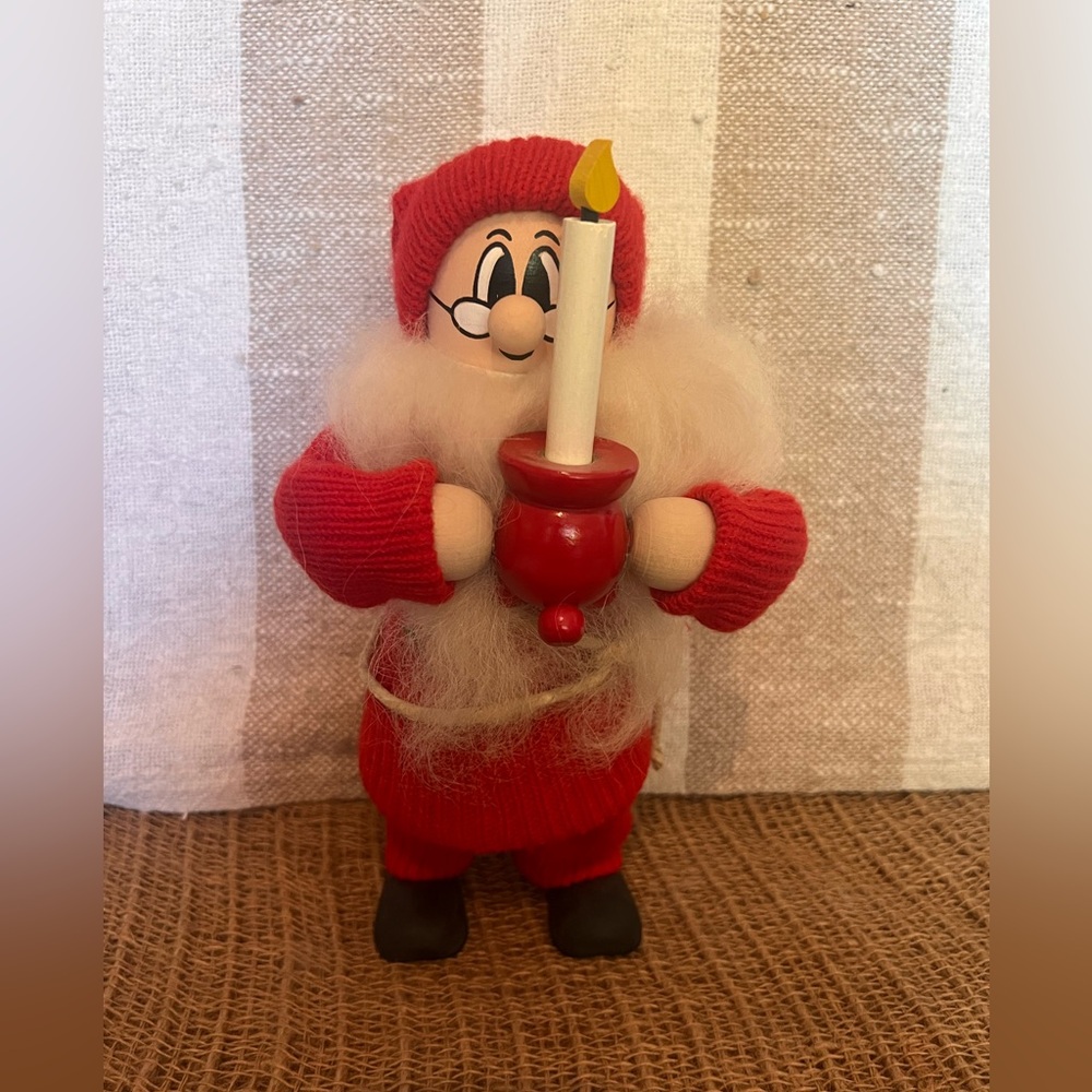 Vintage 1970s Scandinavian Tomte Christmas Figurine – 9” Gnome with Candle